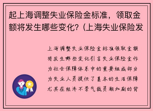 起上海调整失业保险金标准，领取金额将发生哪些变化？(上海失业保险发放标准)